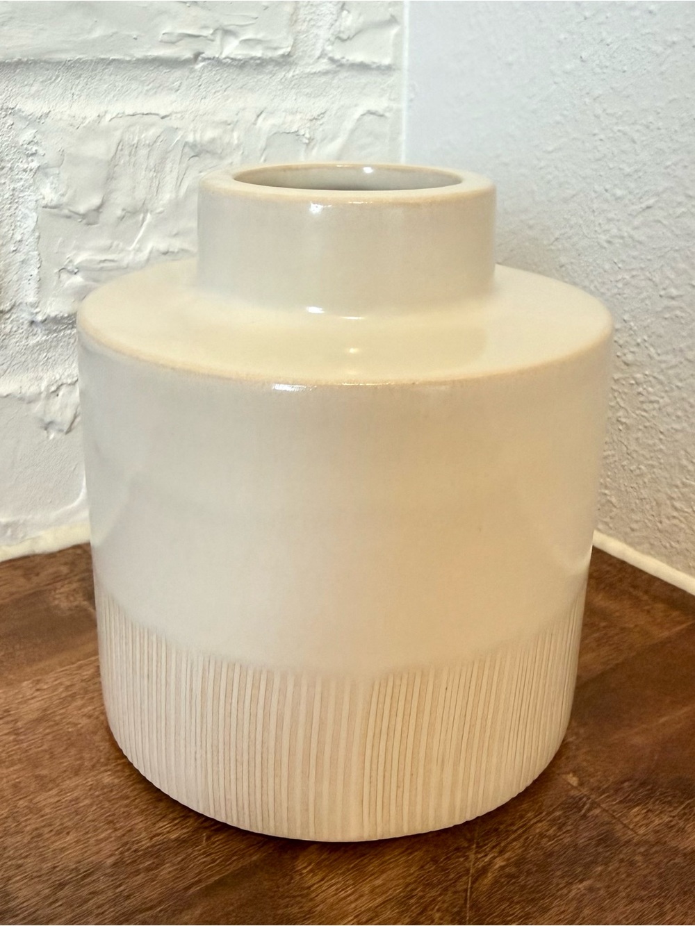 Magnolia Home Joanna Gaines Large Ivory Ribbed Ceramic Best Vase